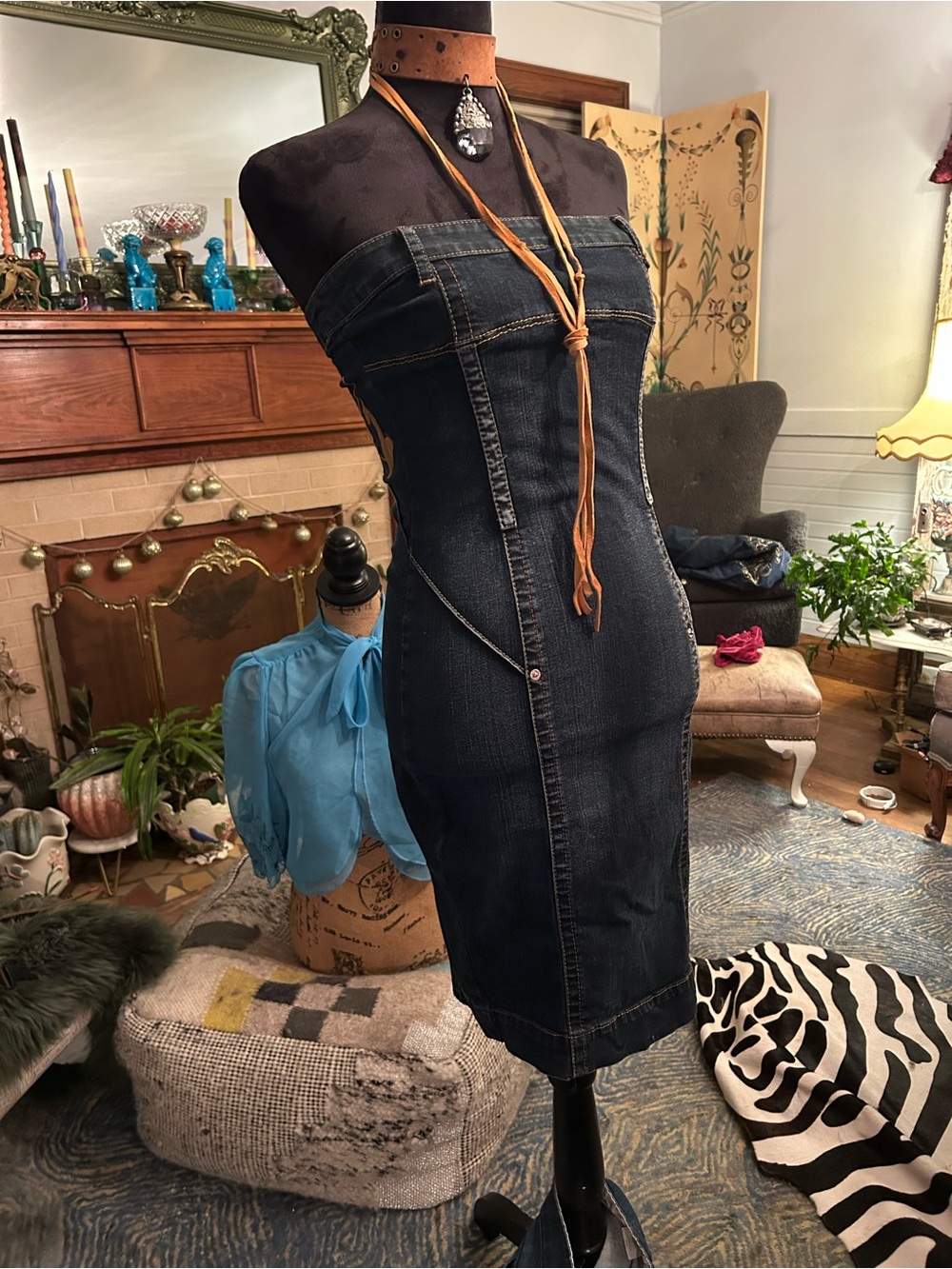 Strapless Baby Phat Dark Wash Denim Streetwear Dress SOLDDDDDD - Picture 11 of 16